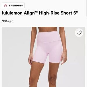 Lululemon Align Pink High-Rise Shorts